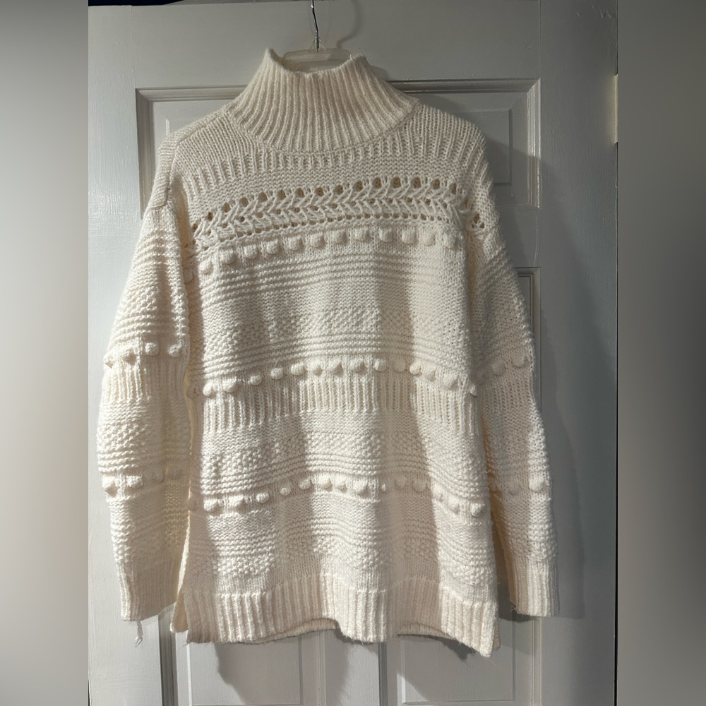 Lou & Grey Pom Turtleneck Sweater size XS.
